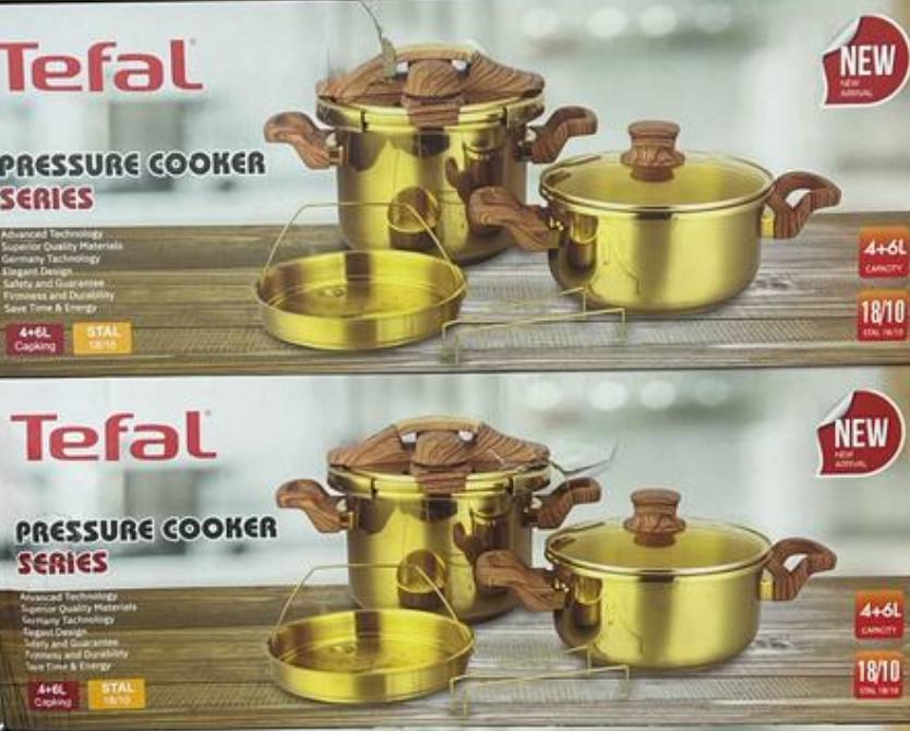 زودپز تفال طلایی دوقلو اصل فرانسه بسیار با کیفیت دوظرف6لیترو4لیتر