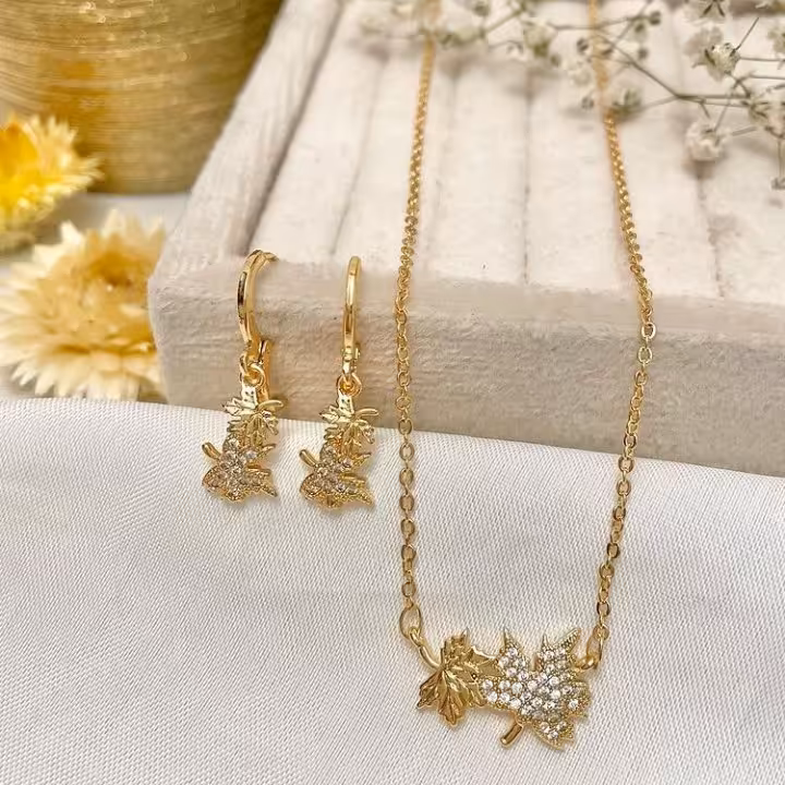 نیم ست استیل طرح برگ زنانه دخترانه