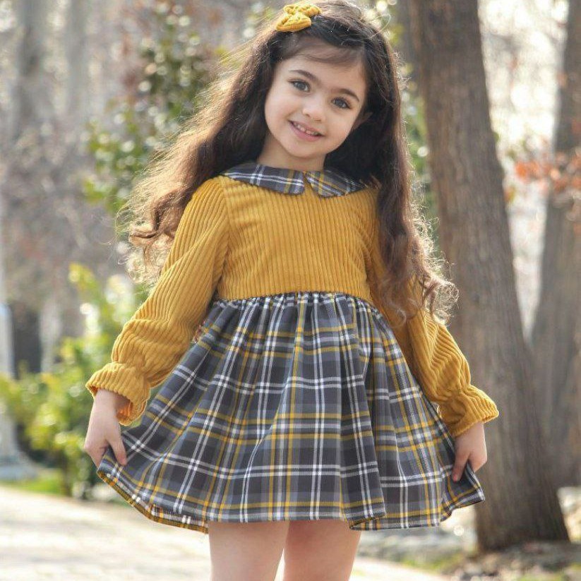 پیراهن مخمل کبریتی دخترانه