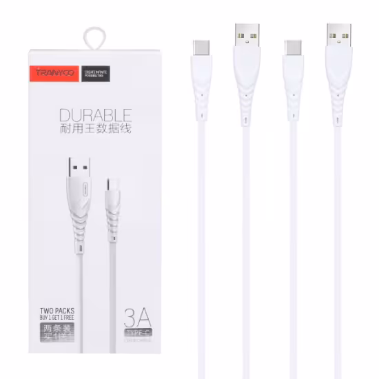 کابل تبدیل USB به USB-C ترانیو مدل S10 طول ? متر بسته 2 عددی