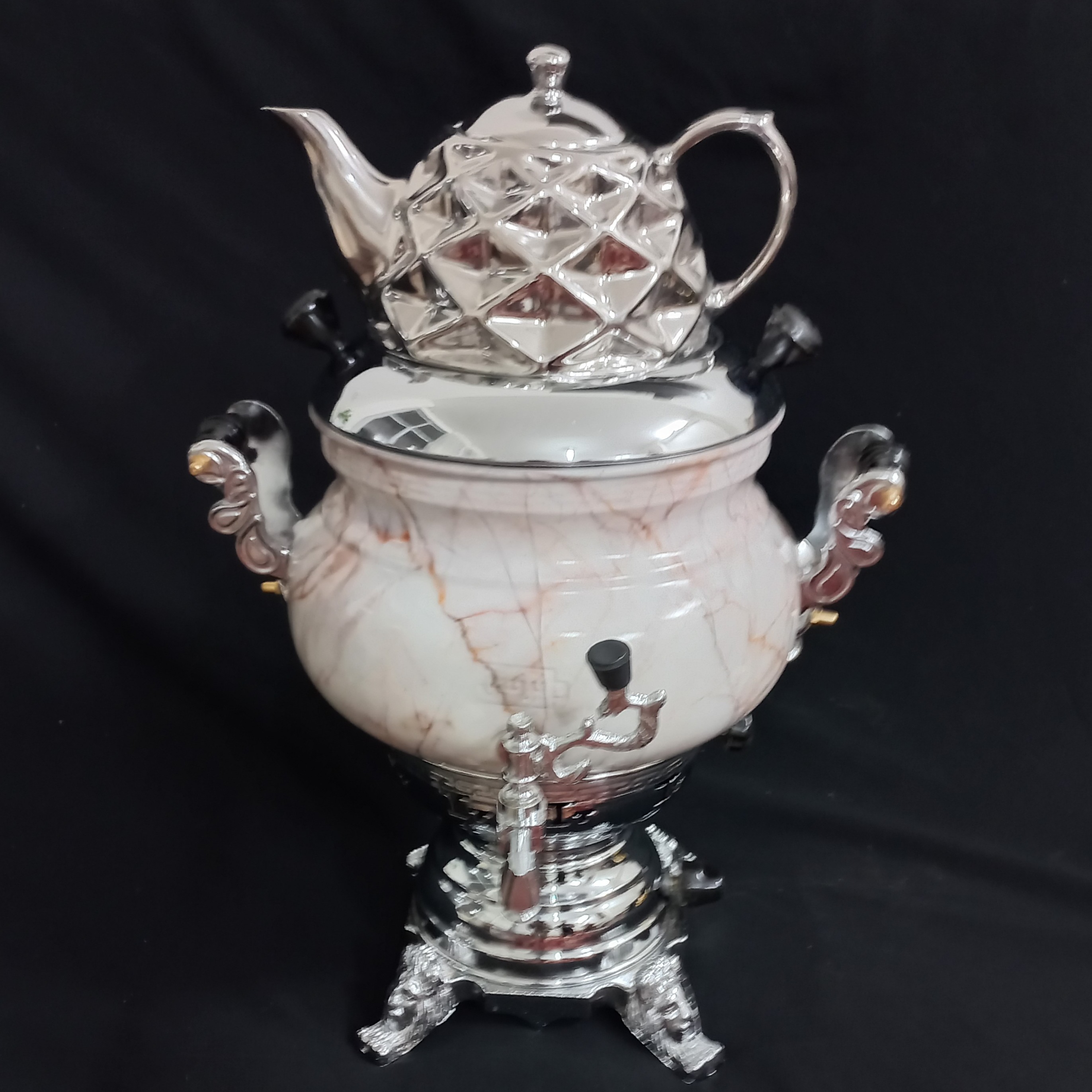 سماور 6 لیتری طرح سنگ سفید