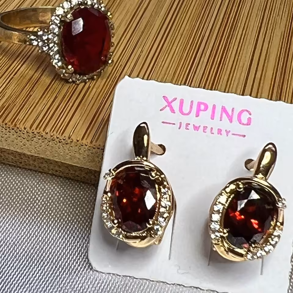 گوشواره و انگشتر ژوپینگ رنگ ثابت ضد حساسیت 