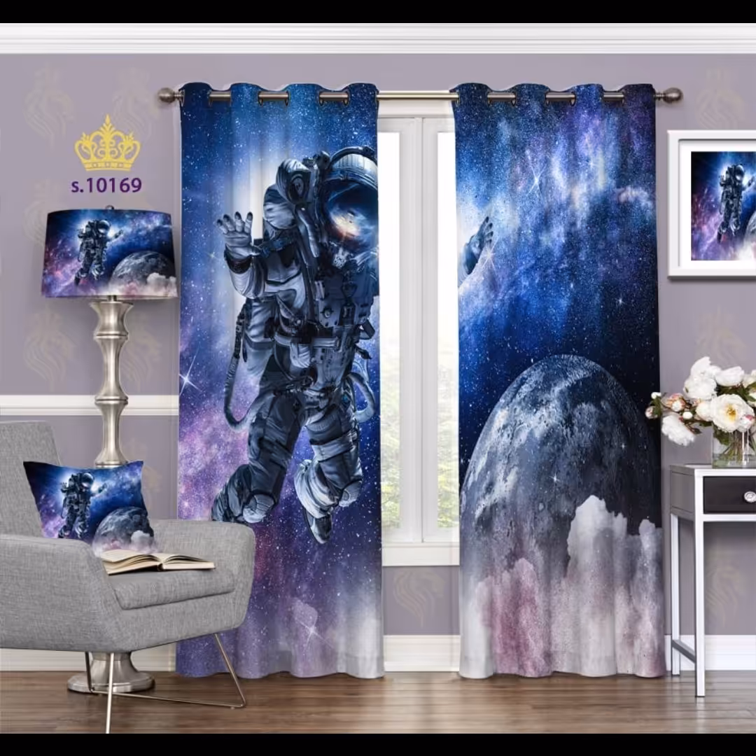 پرده پذیرایی دو قواره طرح فانتزی کد S10169