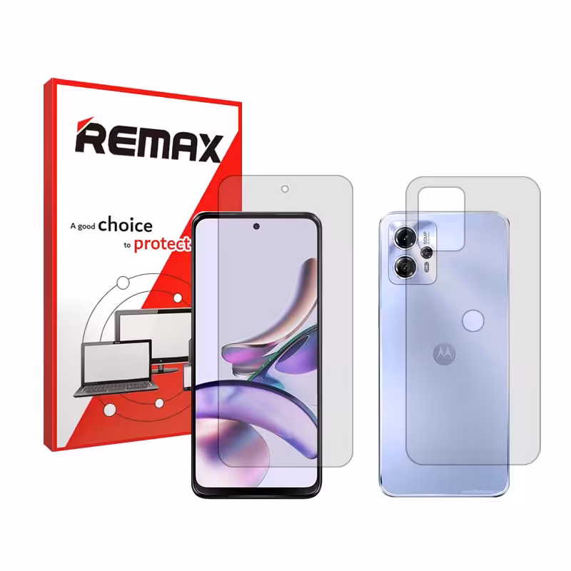 گلس صفحه نمایش و پشت گوشی موتورولا Moto G13 مدل شفاف برند ریمکس کد SS