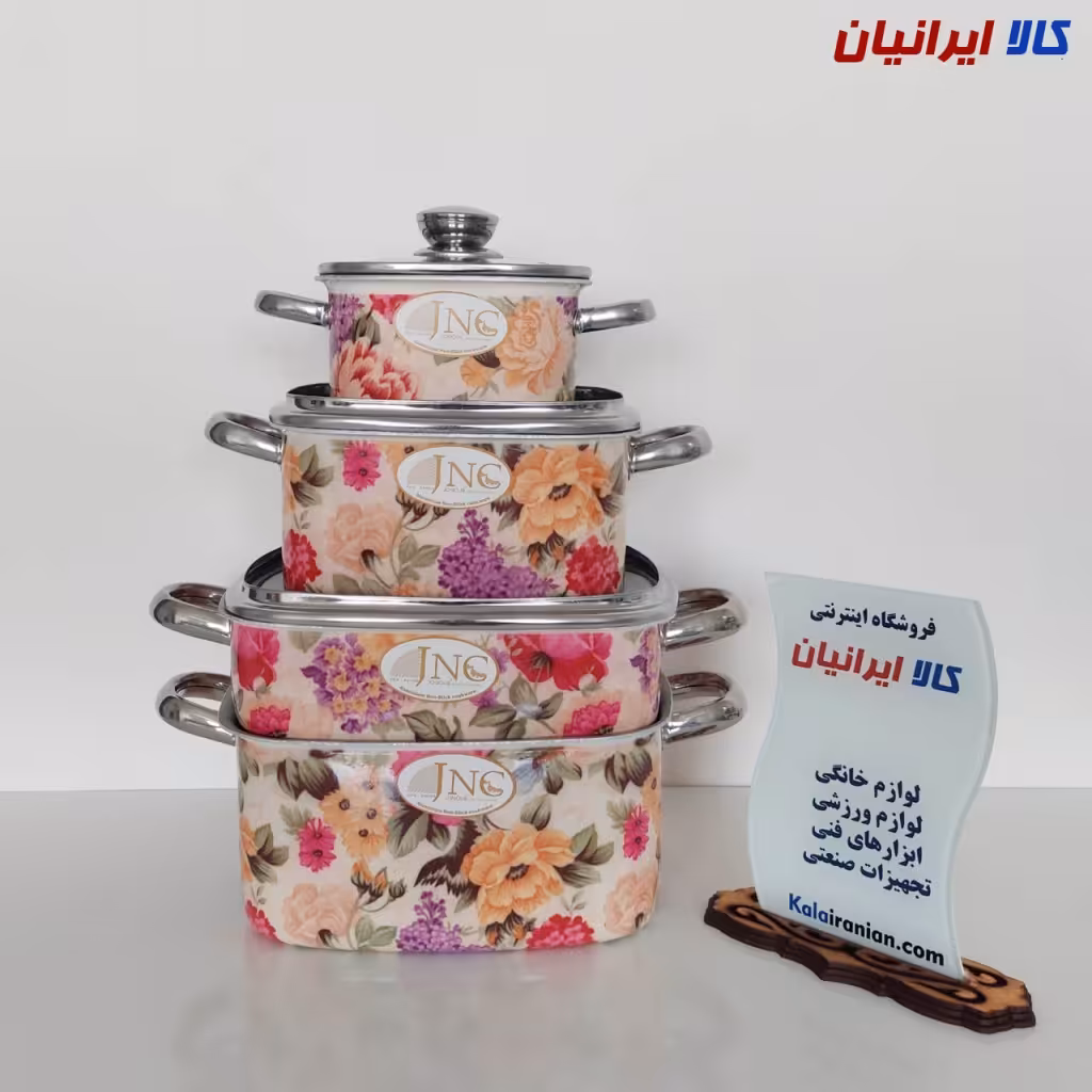 سرویس قابلمه مربعی 7 پارچه گلدار جنوب کد 16