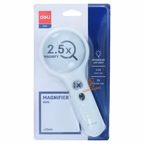 قیمت و خرید ذره بین 2.5X چراغ دار 9099 دلی DELI