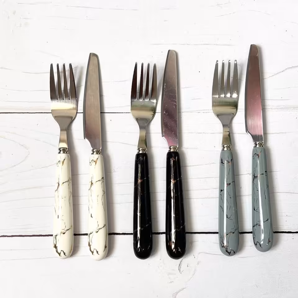 کارد و چنگال پذیرایی سرامیکی تیغه سیلور