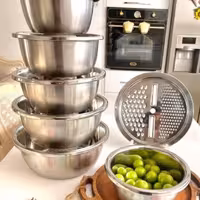 سرویس لگن و رنده 6تیکه استیل