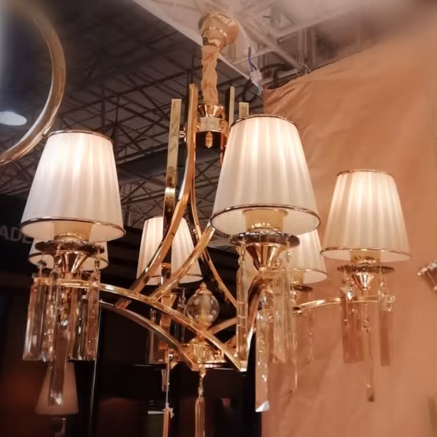 لوستر پیچ دوتیکه مجلسی طلایی 6 شاخه