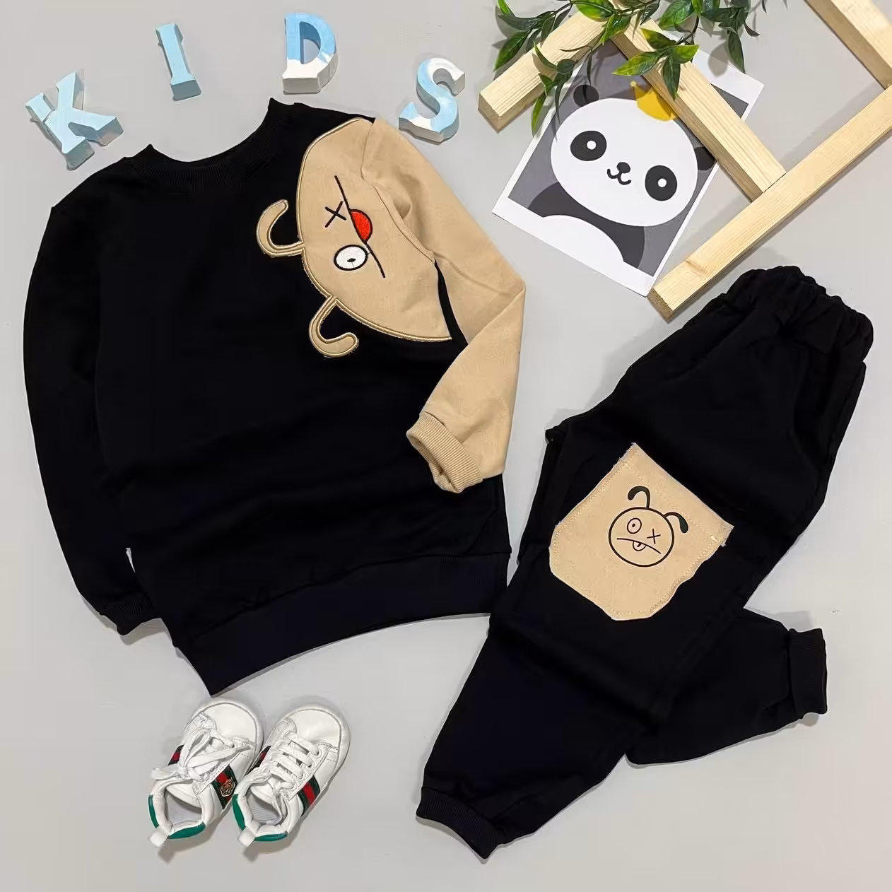 بلوز و شلوار دخترانه و پسرانه اسپرت سایز45 مناسب 3 تا5سال تضمین کیفیت پارچه تک رنگ 