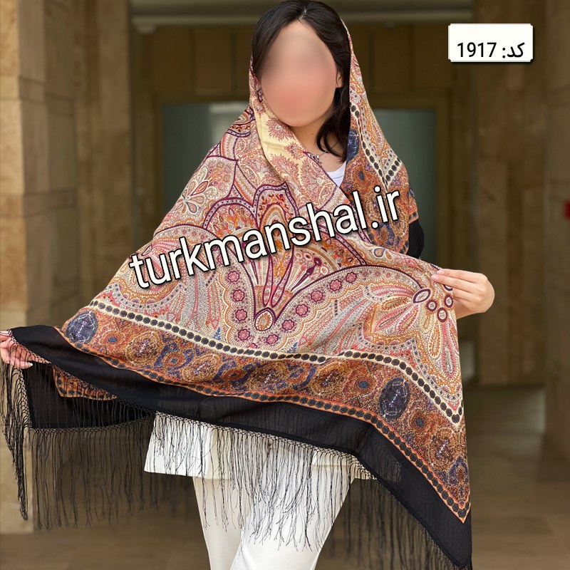 روسری ترکمن ابریشمی (ایتالیایی) کد 1917