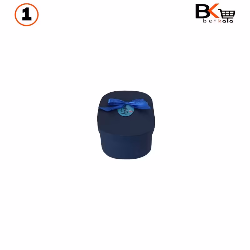 باکس کادویی بیضی پاپیون دار سرمه ای سایز1 کد 26
