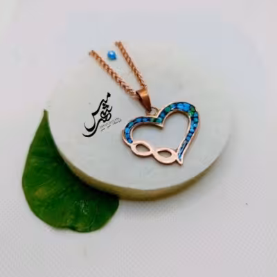 گردنبند مس فیروزه کوبی مدل بی نهایت