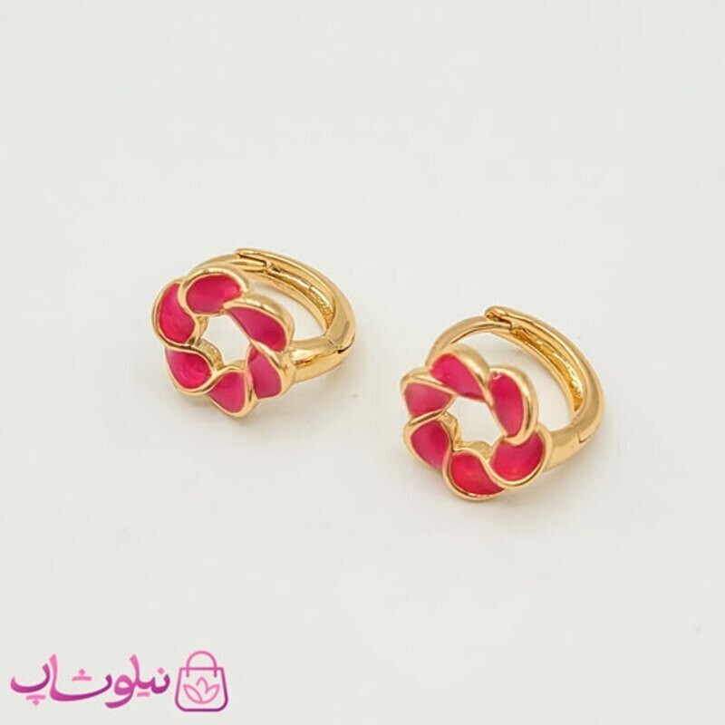 گوشواره بچگانه ژوپینگ مدل گل صورتی کد 721