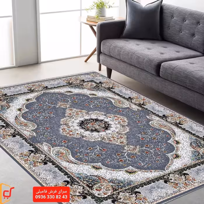 فرش ماشینی نقشه بروز سوگند12متری رنگ دودی700شانه تراکم2550