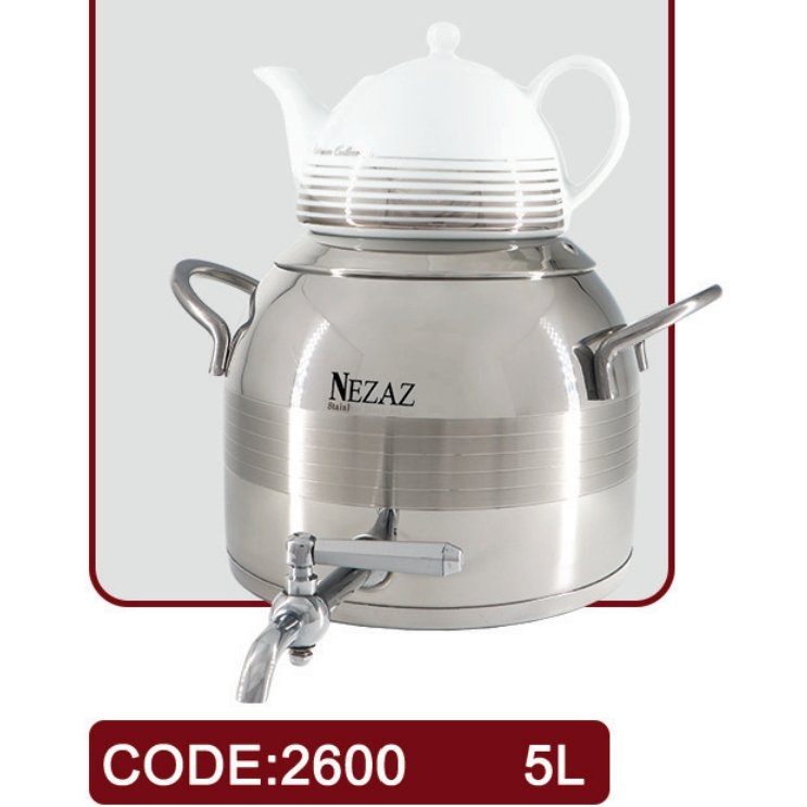 کتری قوری نزاز 5لیتر طرح ترک خطی کد 2600مات وبراق