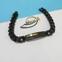 دستبند کارتیر  استیل رنگ ثابت درجه یک بسیار زیبا با آبکاری فوق العاده قوی و پلاک دار   مشکی