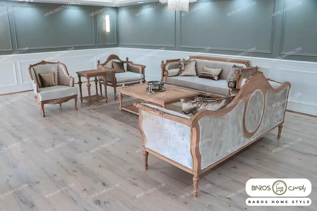 ست مبلمان 8 نفره کاجی مصری و پرنس