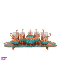 سرویس چای خوری فیروزه کوبی 8 پارچه کد 009