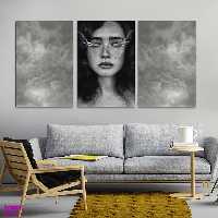 تابلو شاسی بکلیت طرح آسمان سیاه و چهره مدل SH-1054 مجموعه 3 عددی