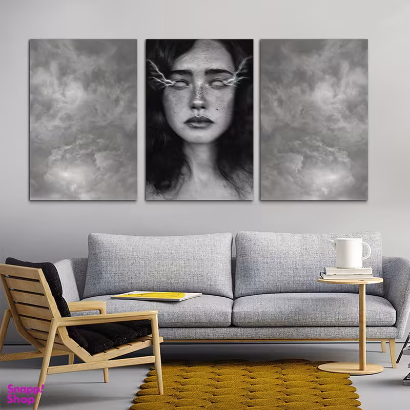 تابلو شاسی بکلیت طرح آسمان سیاه و چهره مدل SH-1054 مجموعه 3 عددی