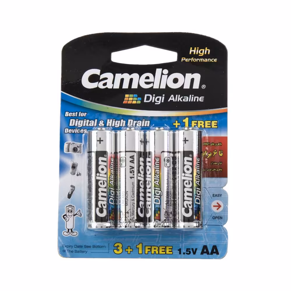 باتری قلمی کملیون آلکالاین CAMELION Digi Alkaline LR6-BP4DG AA بسته (1 3) عددی