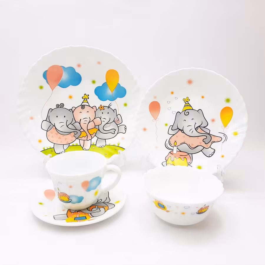 سرویس غذاخوری 5 پارچه پارس اپال طرح تولد فیل کوچولو
