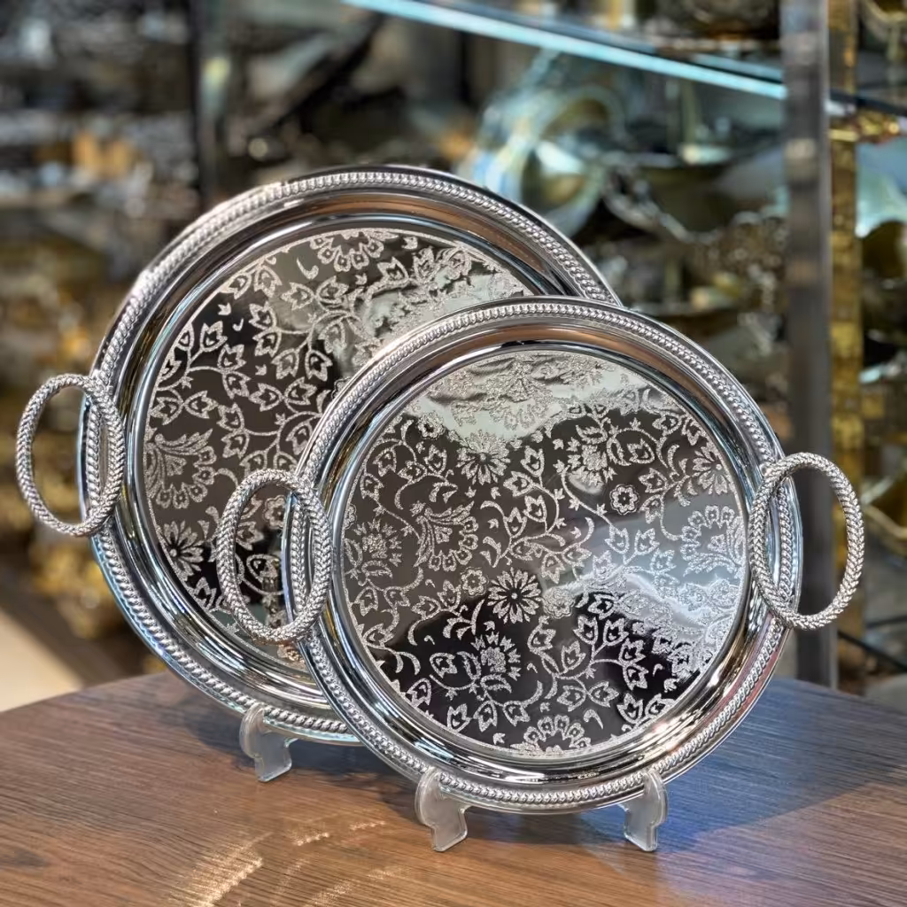 سینی گرد استیل 2تیکه اماراتی