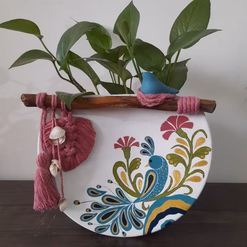 دیوارکوب سفال ومکرومه