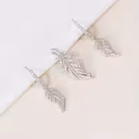 نیم ست نقره طرح برگی و شاخه روکش رودیوم کد 1670