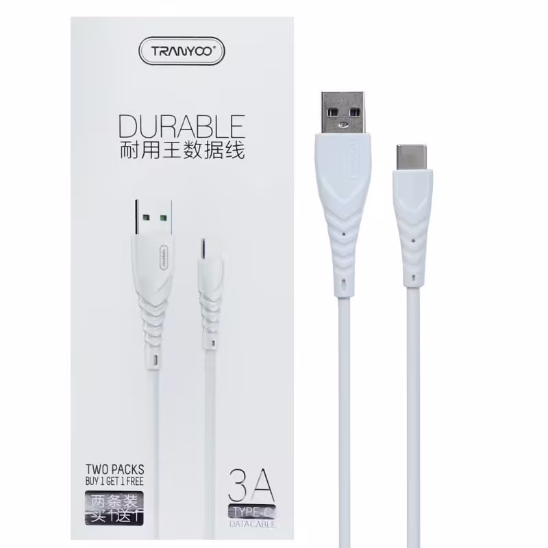 کابل تایپ سی (type-c) S10 ترانیو  همراه با یه کابل هدیه در پک