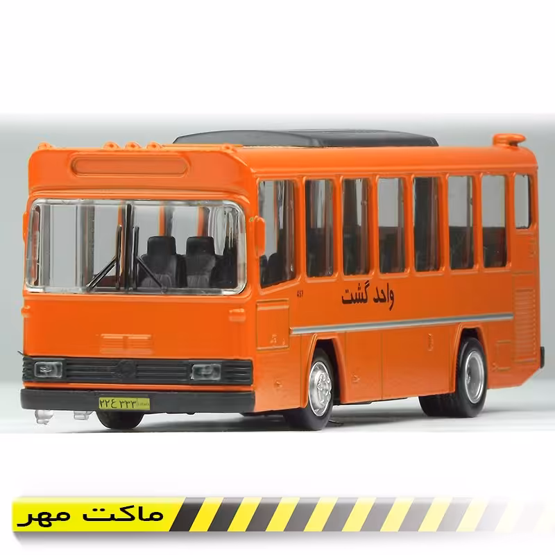 ماکت ماشین فلزی اتوبوس بنز  طول 15 سانت عرض 5 سانت صدا و چراغ دارد