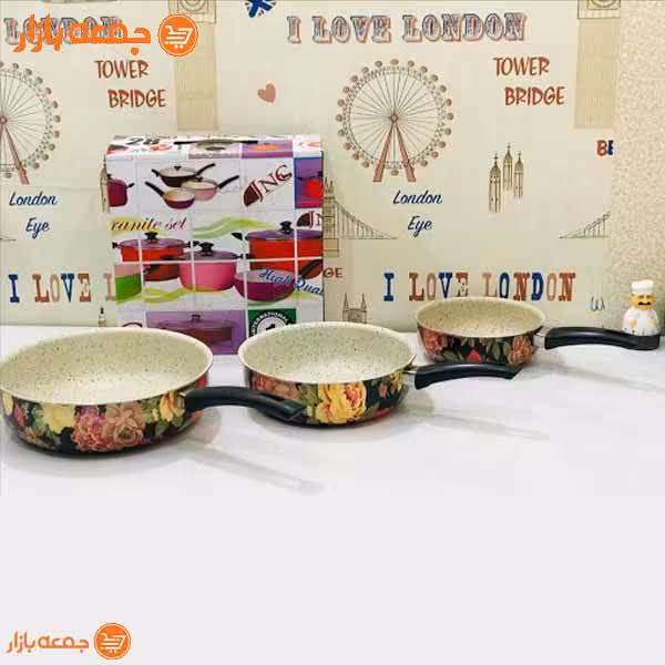 ماهیتابه سه تایی تک دسته گلدار