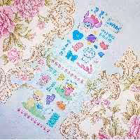 لوازم تحریر فانتزی . دو ورق برچسب انیمه . استیکر انیمه . براق شفاف اکلیلی شاین . لوازمتحریر مدرسه