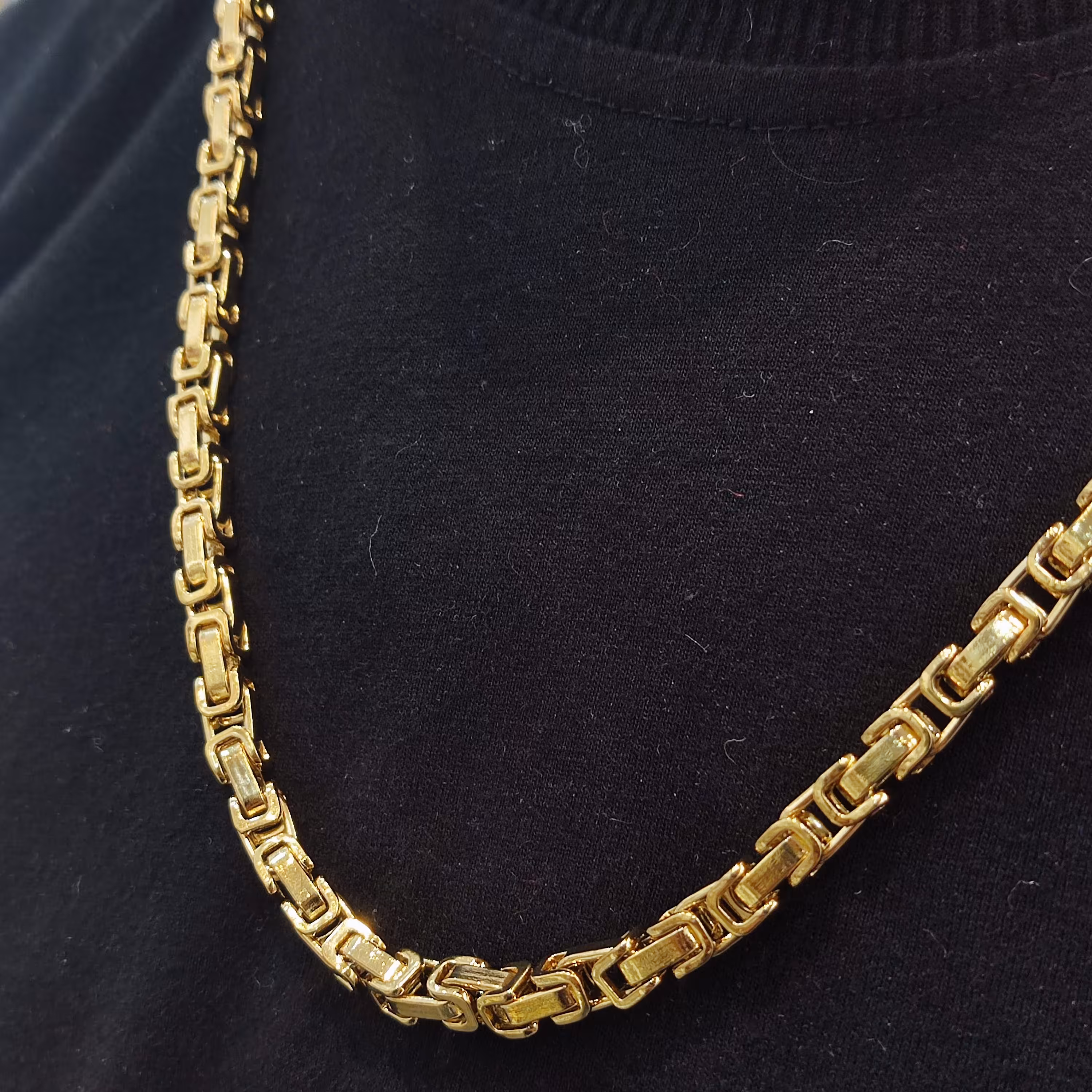 زنجیر دوبل استیل طلایی مردانه،زنجیر بافت دوبل مردانه طلایی،زنجیر بیزانس استیل مردانه ،زنجیر درشت مردانه 