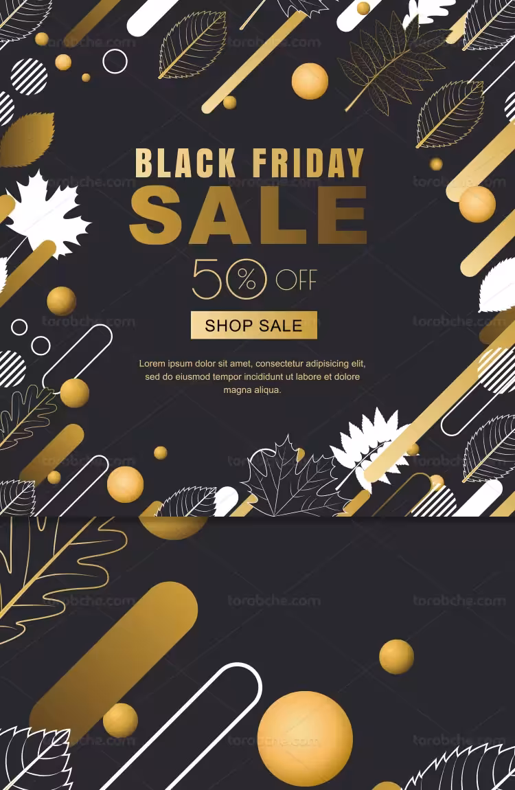 وکتور پس زمینه فروش مشکی طلایی | گرافیک با طعم تربچه