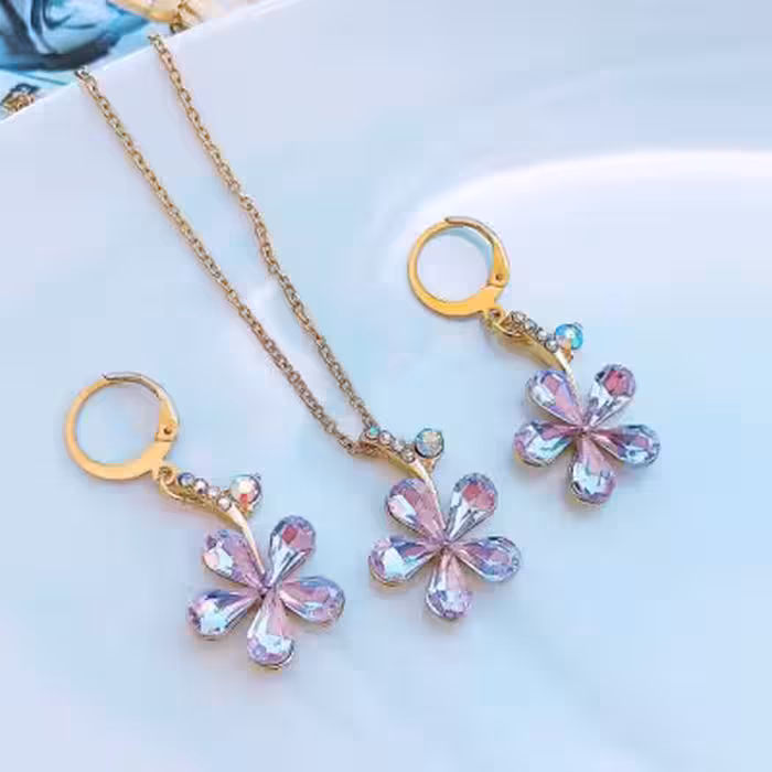 ️نیم ست جواهری استیل طرح گل