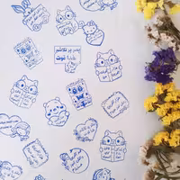 پک دو عددی مهر تشویقی دسته چوبی