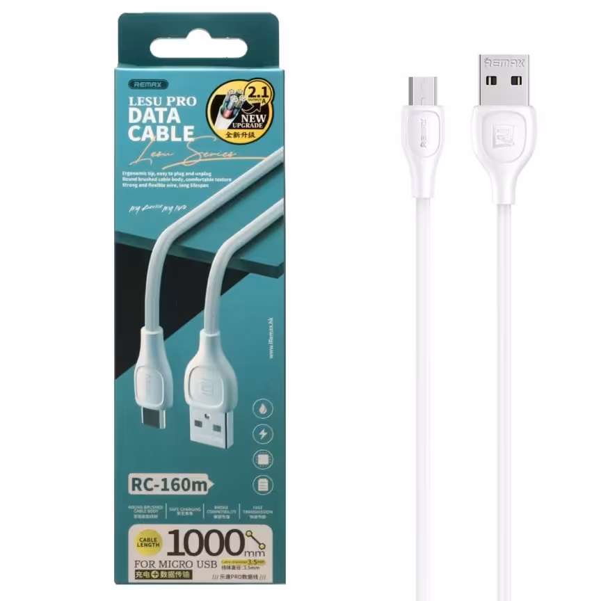 کابل شارژ اندروید Remax مدل RC-160m - سفید برند رمکس