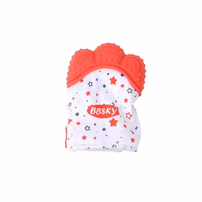 دستکش دندونگیر نوزاد خرسی  صورتی - آبی