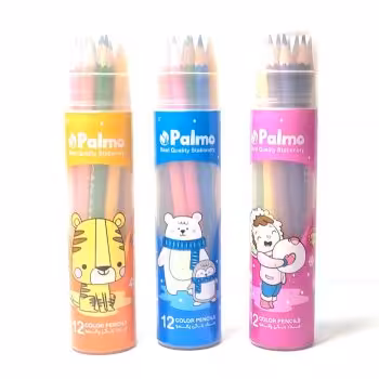 مداد رنگی 12 رنگ استوانه پالمو بسته 12 عددی