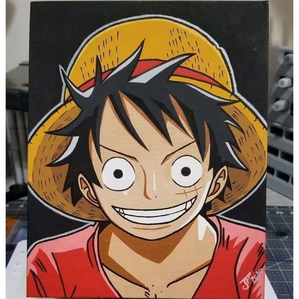 تابلو رنگ روغن مدل انیمه وان پیس طرح لوفی 