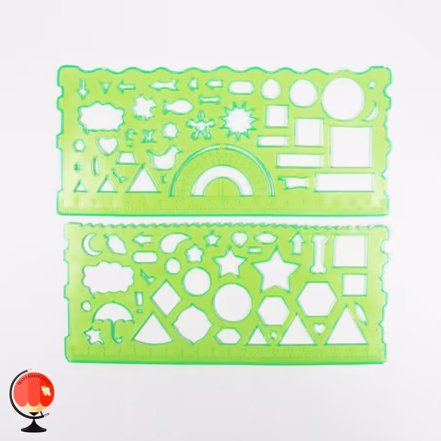 خط کش شابلون دار بسته دو عددی سبز نبیل