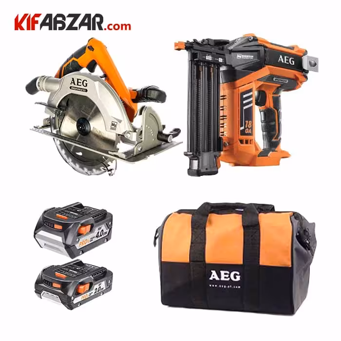 ست نجاری میخ کوب و اره گردبر شارژی 18 ولت آاگ مدل BKS18BL B18N18