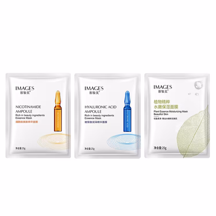 ماسک صورت ایمیجز مدل هیالورونیک اسید نیکوتینامید برگ گیاه وزن 25 گرم بسته 3 عددی