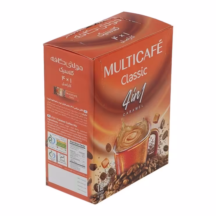 کافی میکس کاراملی مولتی کافه مدل 1 در 4          - 12 ساشه 18 گرمی