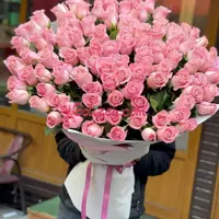 رز صورتی هلندی 100 شاخه