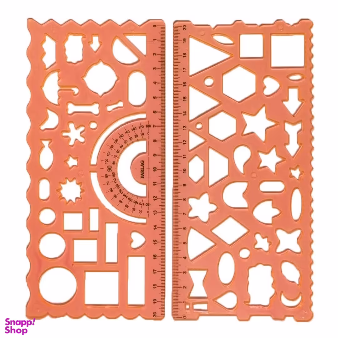 خط کش شابلون دو قلو مدل ژله ای سایز 20 سانتی متر