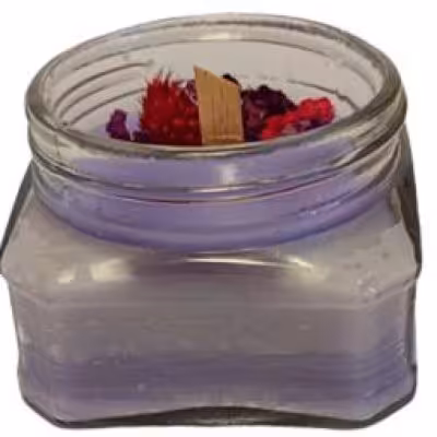 شمع شیشه ای مربع فیتیله چوبی