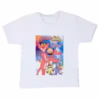 تیشرت   سفید  طرح پلنگ صورتی 